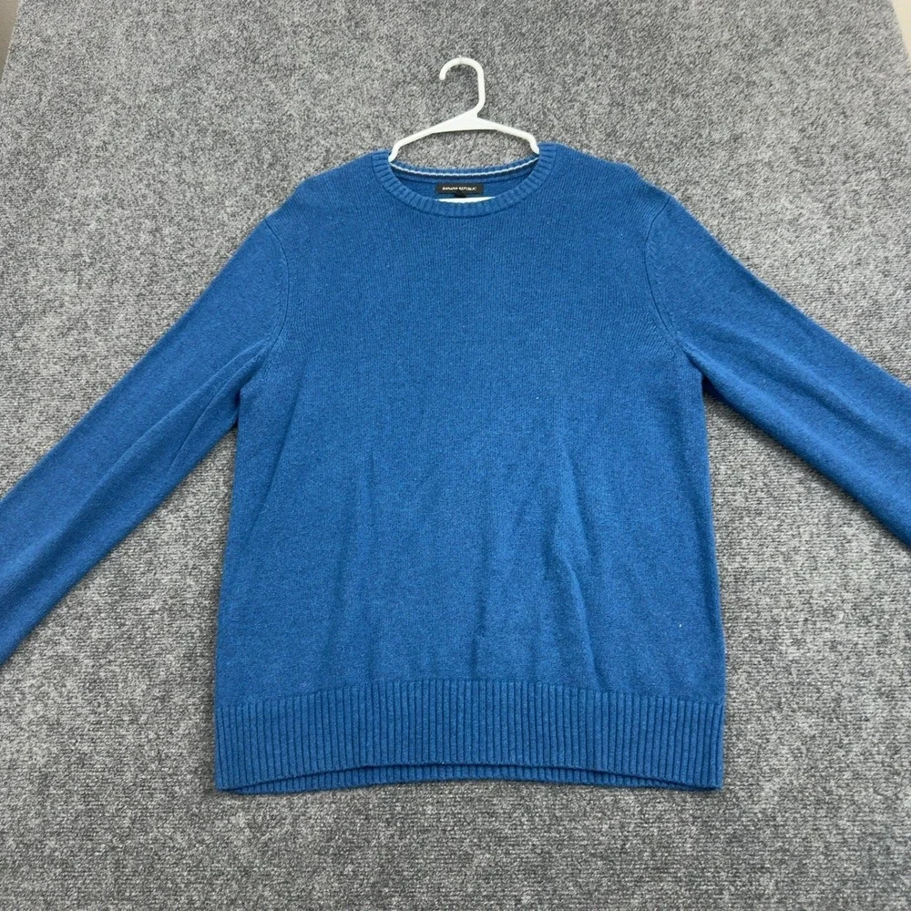 Banana Republic Sweater Mens L Blue Merino Wool Crew Neck Classic Casual